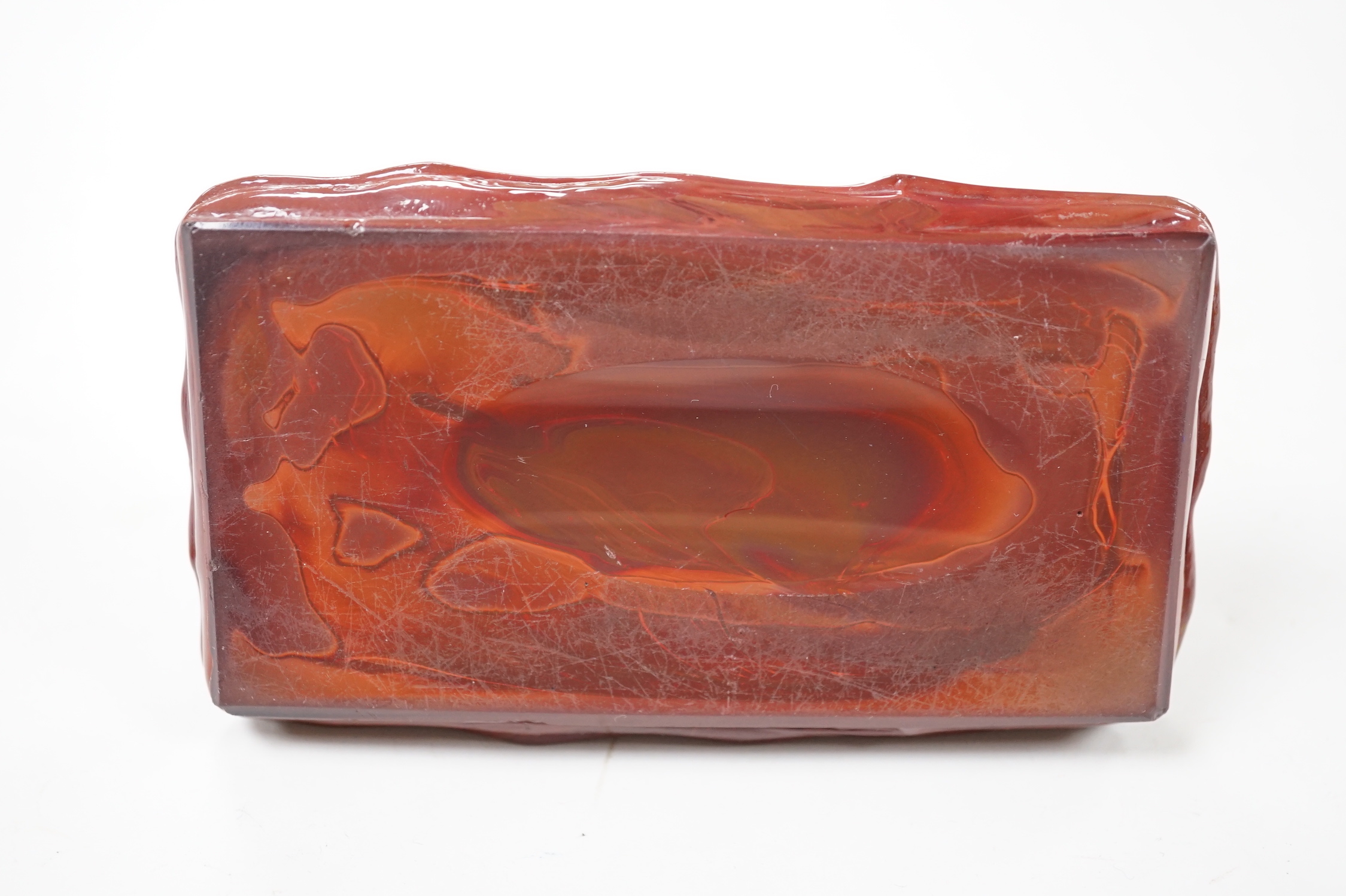 A German ‘agate’ glass model of a dog, 11.5cm wide